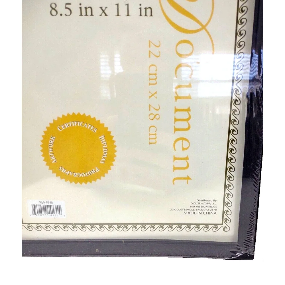 2 Pack Economy Document Photo Frames Black For 8.5x11 Picture Display F348 NOS